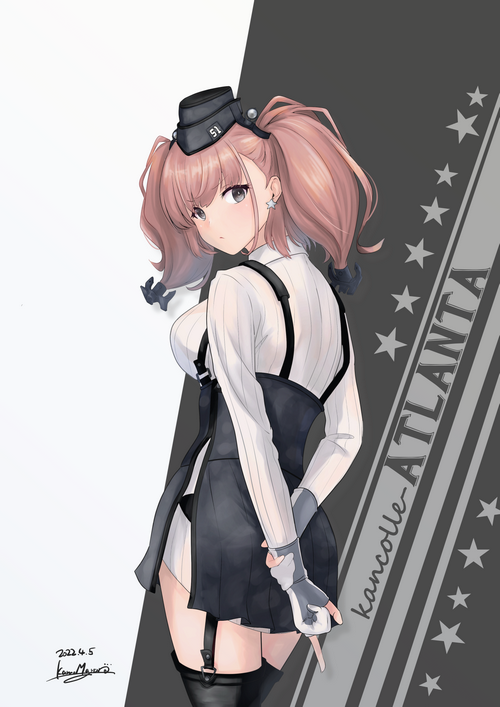 Kancolle Atlanta fan art with twintails