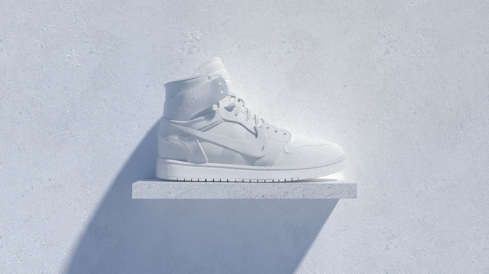 Air Jordan 1 sneakers on a shelf