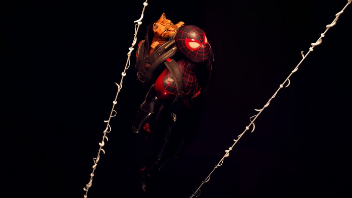 Spider-Man Miles Morales with a cat