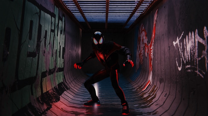 Spider-Man Miles Morales in a Graffiti Tunnel
