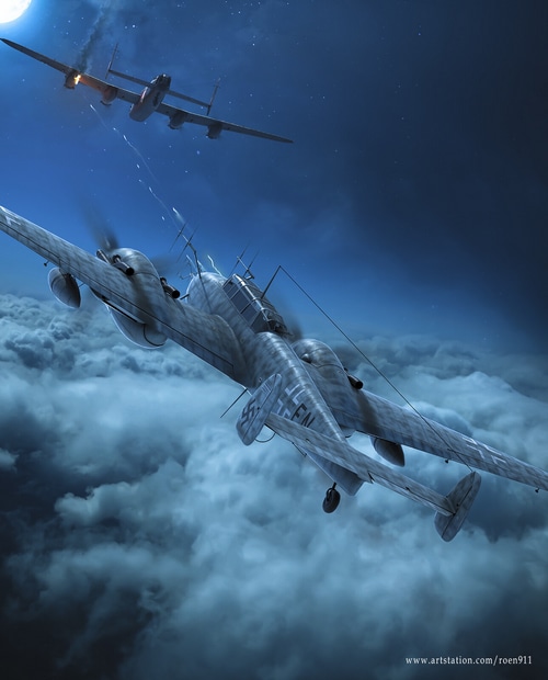 Messerschmitt Bf 110s in Night Combat