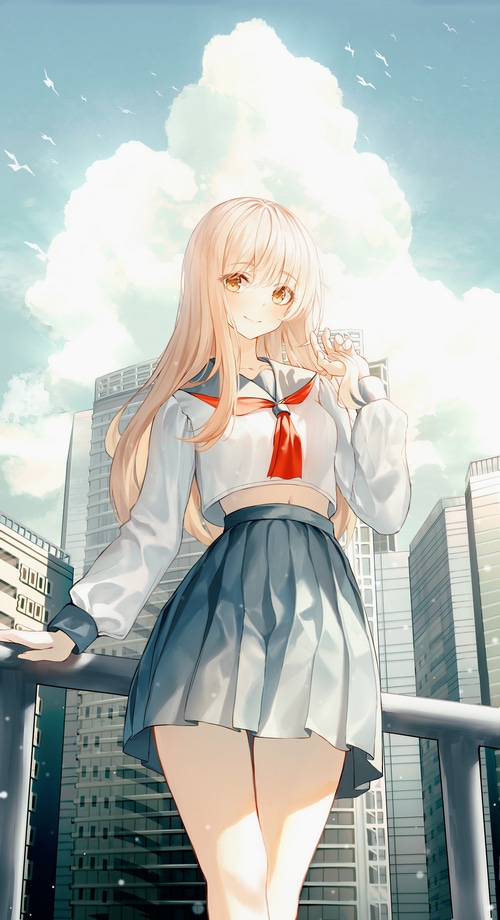 Artwork of a girl in a school uniform