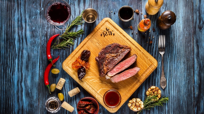 4K food still life with meat