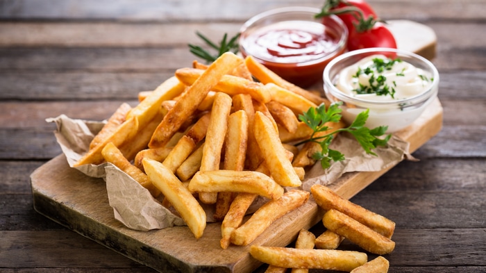 4K French Fries with Ketchup and Mayonnaise