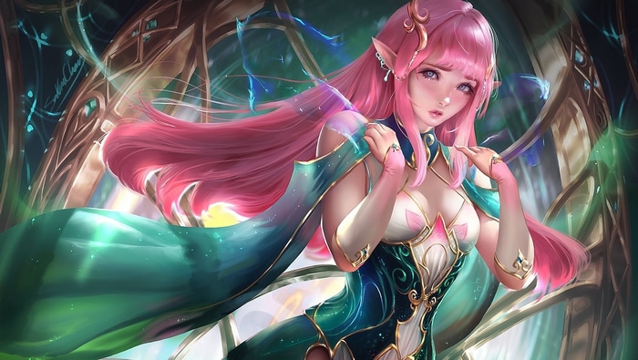 Sakimichan Elf Girl with Pink Hair