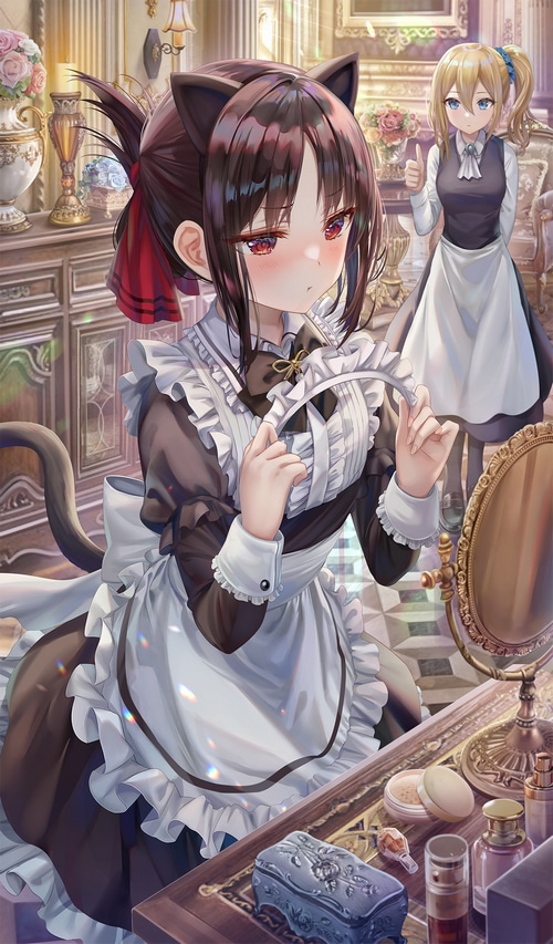 Shinomiya Kaguya and Hayasaka Ai in Maid Outfits