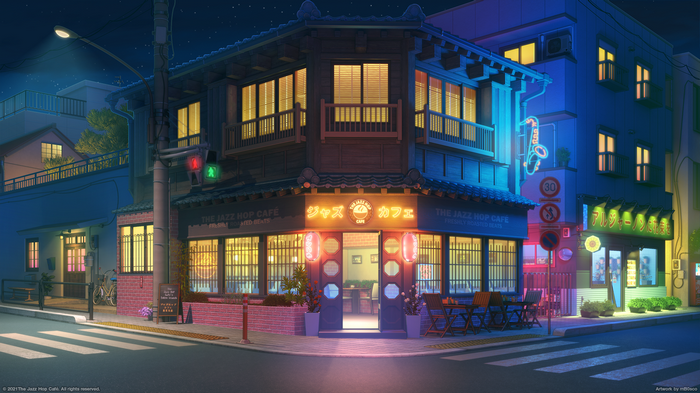The Jazz Hop Cafe at Night in Japan
