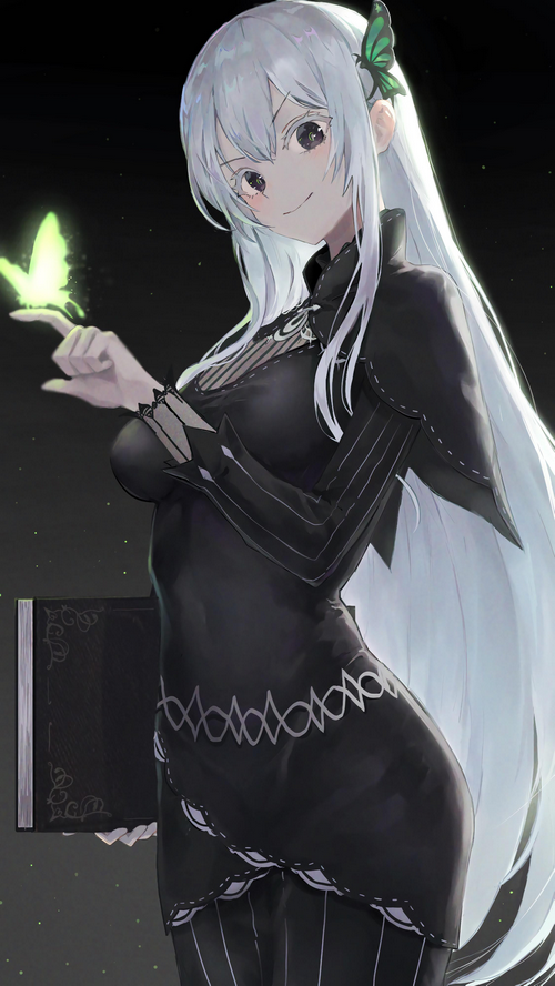 Echidna from Re:Zero with a butterfly