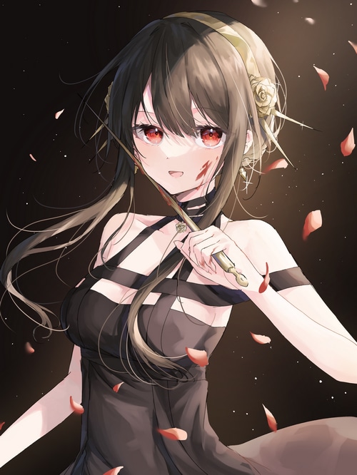 Yor Forger from Spy x Family with blood and knife