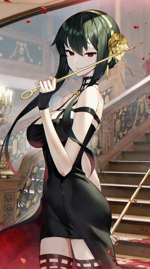 Yor Forger from Spy x Family holding a weapon