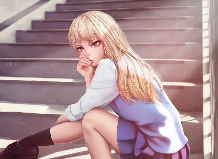 Shiina Mashiro from Sakurasou no Pet na Kanojo sitting on stairs