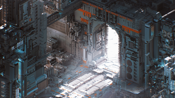 4K Isometric Futuristic City Architecture
