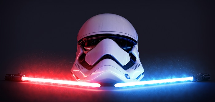 Star Wars Stormtrooper Helmet with Lightsabers