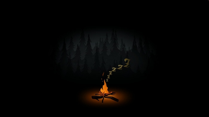 The Flame in the Flood campfire at night