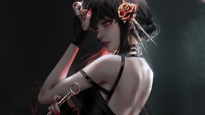 Yor Forger from Spy x Family with red eyes