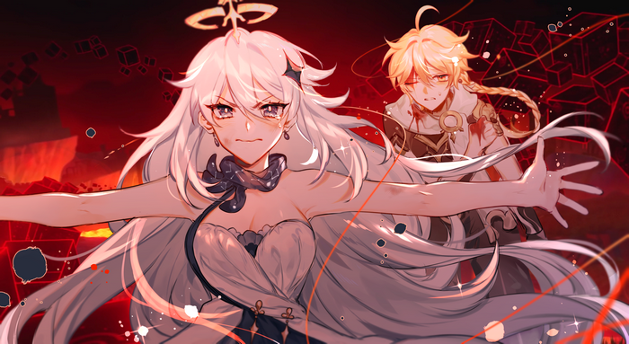 Paimon and Aether from Genshin Impact