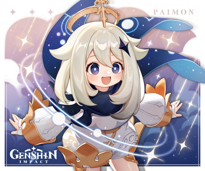 Paimon from Genshin Impact with Stars