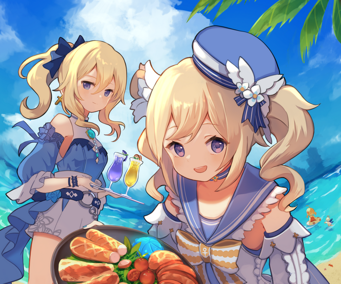Genshin Impact: Jean and Barbara at the Beach