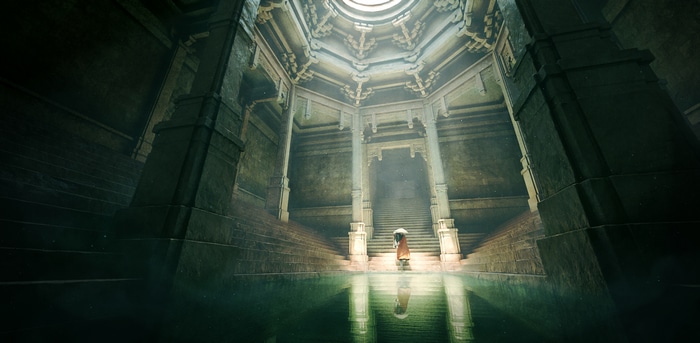 4K digital painting of a person in a sanctuary