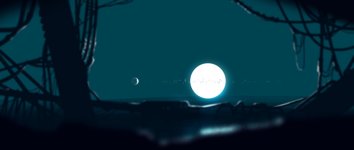 4K Digital Painting of a Ringed Planet and Moon
