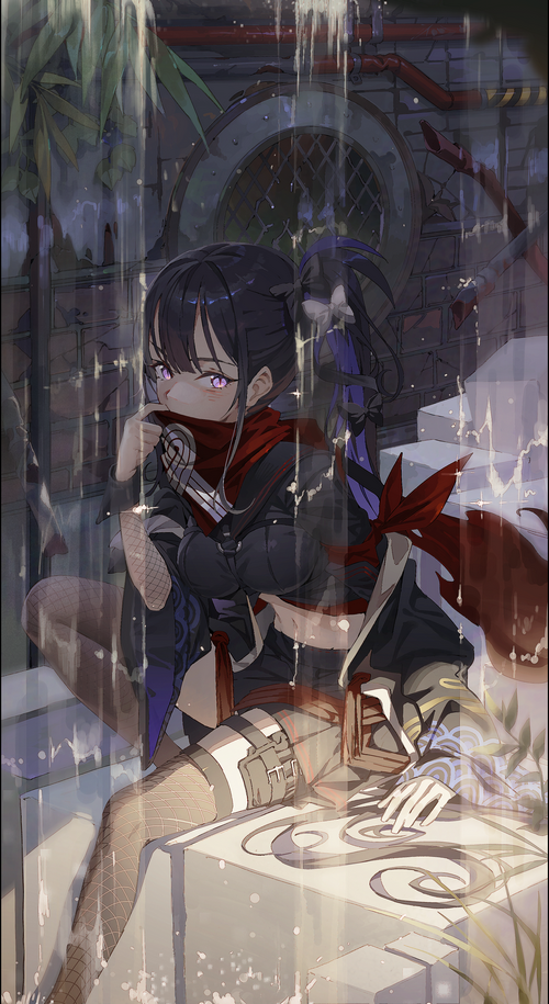 Artwork of a woman in black and red attire