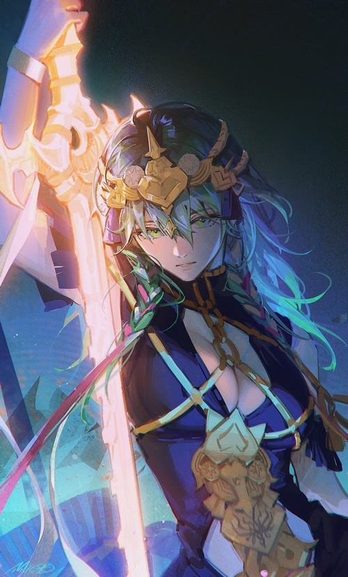 Byleth with a glowing sword