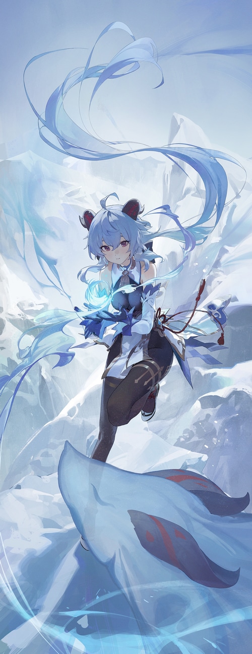 Ganyu from Genshin Impact in a snowy landscape