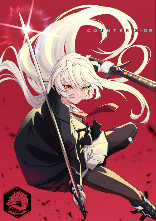 Counter Side ETT with White Hair and Sword