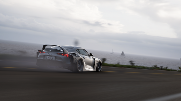 4K Toyota Supra drifting by the ocean