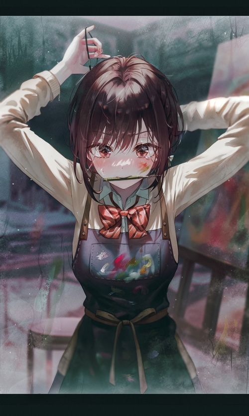 Girl with apron and paintbrush, Project Sekai Colorful Stage