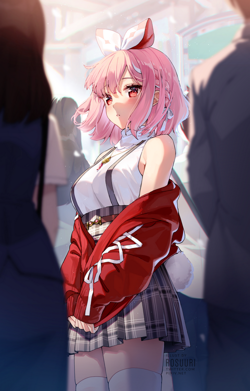 Pinku (Vtuber) with pink hair and red eyes