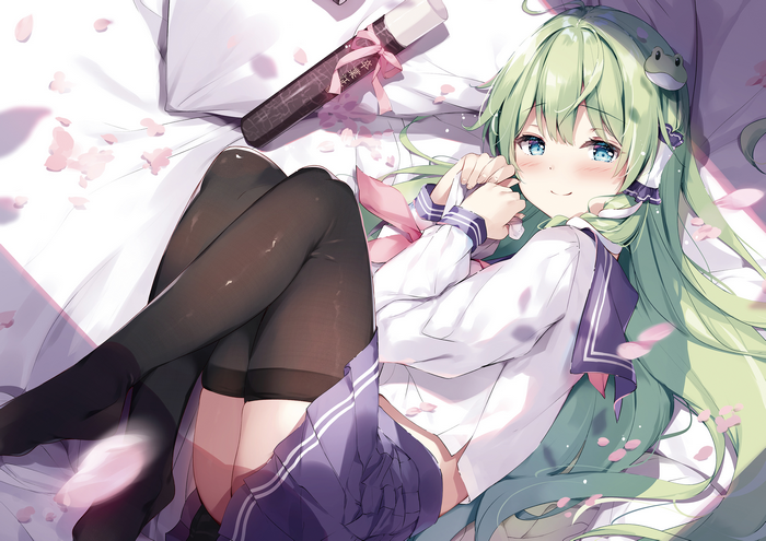 Kochiya Sanae in a school uniform with a diploma