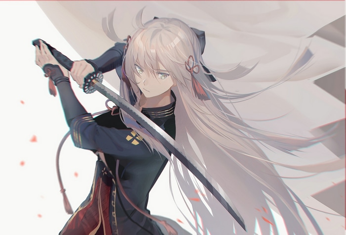 Okita Souji from Fate/Grand Order with a katana