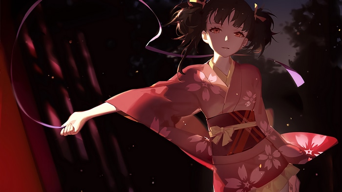 Mumei in a red kimono from Koutetsujou no Kabaneri