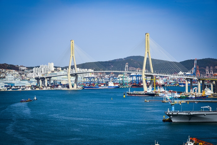 4K Busan Cable-Stayed Bridge and Port