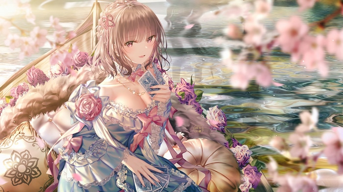 Junpaku Karen in a flower dress with cards