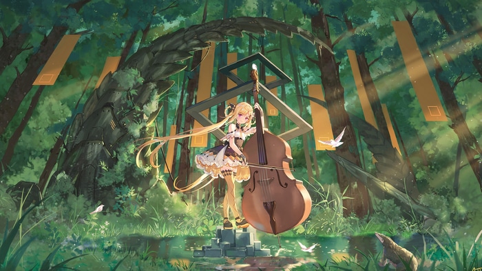 Shian with Double Bass in a Forest