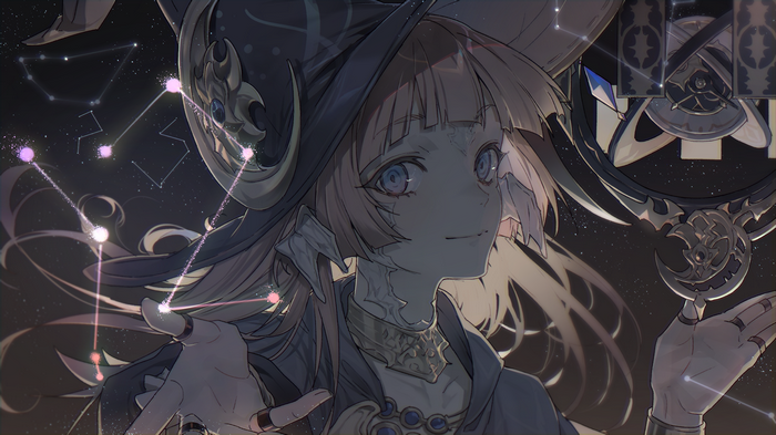 Astrologian from Final Fantasy XIV with constellations