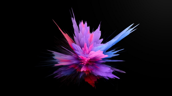 4K abstract colorful explosion on dark background