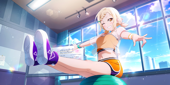 Miyashita Ai training in Love Live! with purple shoes