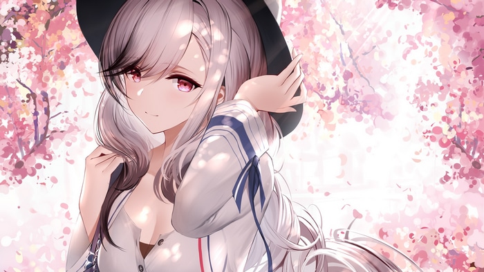 Dunkerque Azur Lane anime girl with pink flowers