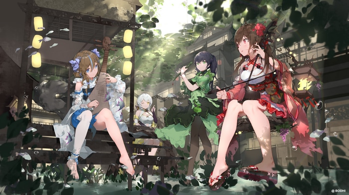 Bodhi Wushushenghua artwork with girls playing instruments