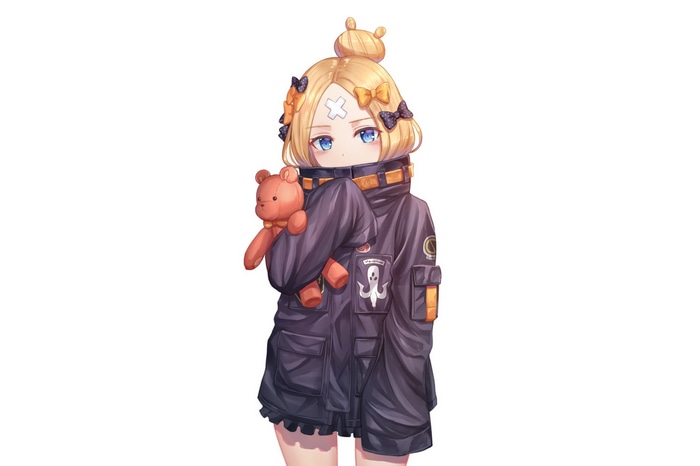 Abigail Williams from Fate/Grand Order holding a teddy bear
