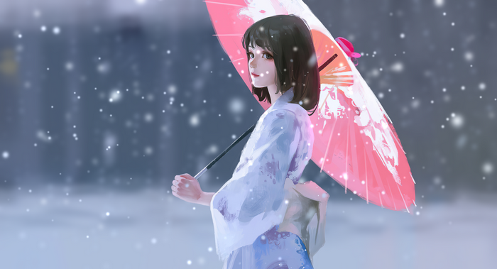 DannyLaiLai with umbrella in kimono
