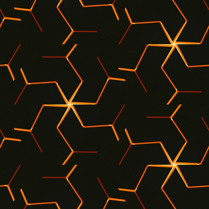Abstract glowing orange lines on a dark background