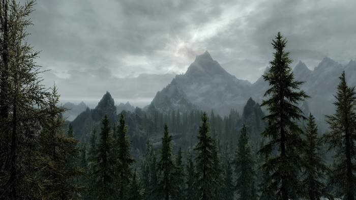 The Elder Scrolls V: Skyrim mountain landscape