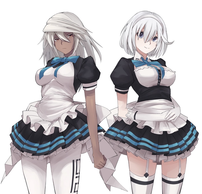 Ramlethal Valentine and Elphelt Valentine in maid outfits