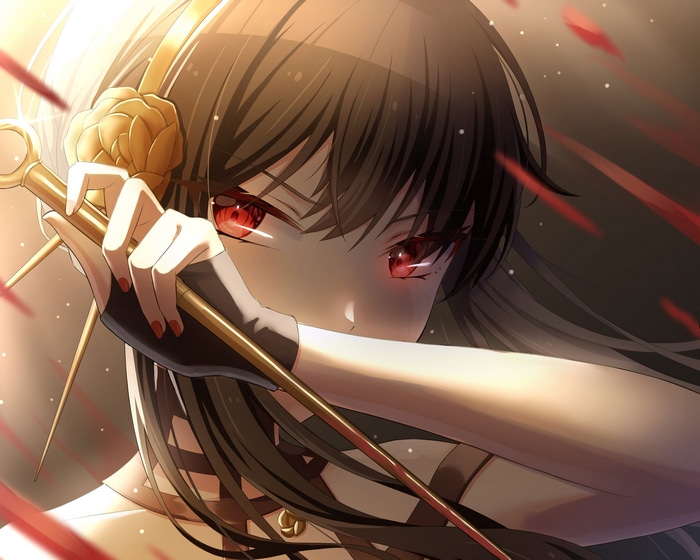 Yor Forger from Spy x Family with red eyes