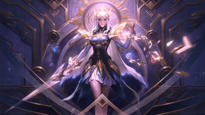 4K Woman in Golden and Blue Armor