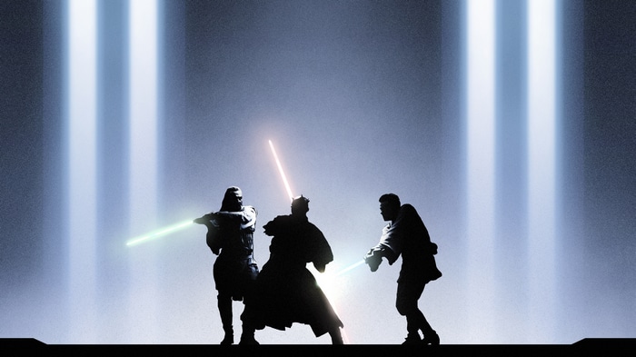 Star Wars Duel: Obi-Wan, Darth Maul, and Qui-Gon Jinn